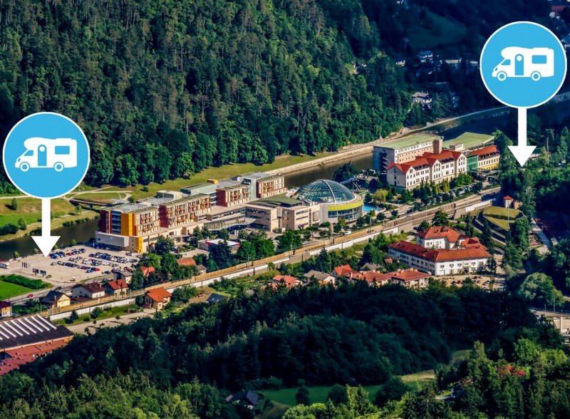 parking za kamper u termama za posjet terma